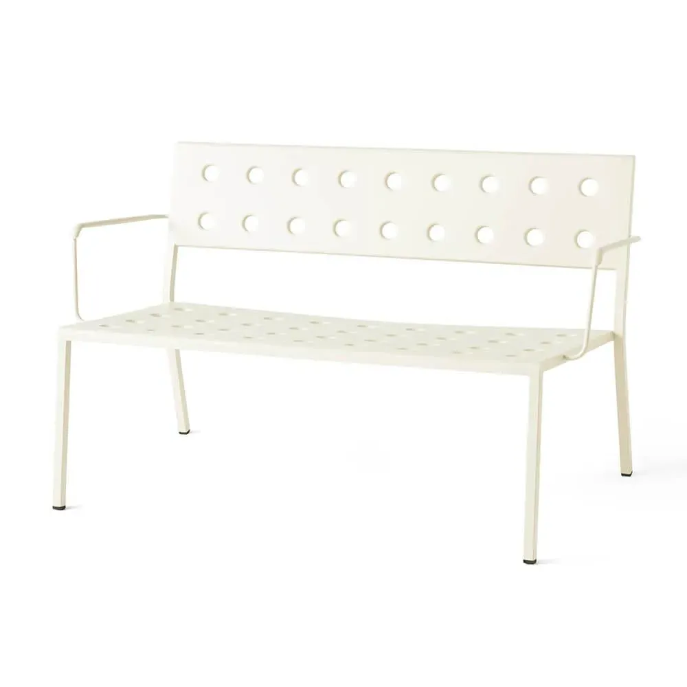Lounge Bench with Arms - Beige, Steel