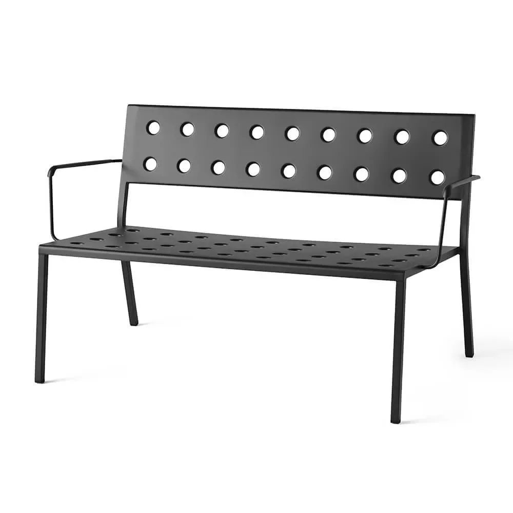 Lounge Bench with Arms - Red, Steel
