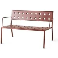 Lounge Bench with Arms - Red, Steel