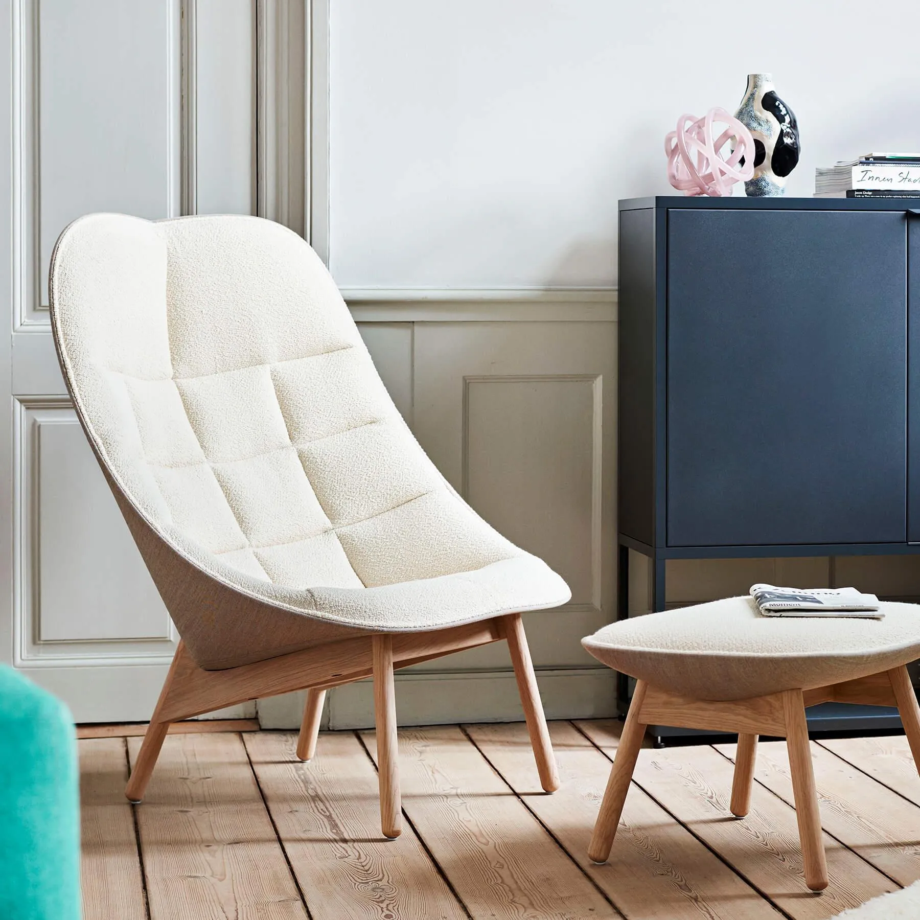 Lounge Chair Set with Ottoman - Hallingdal, Oak