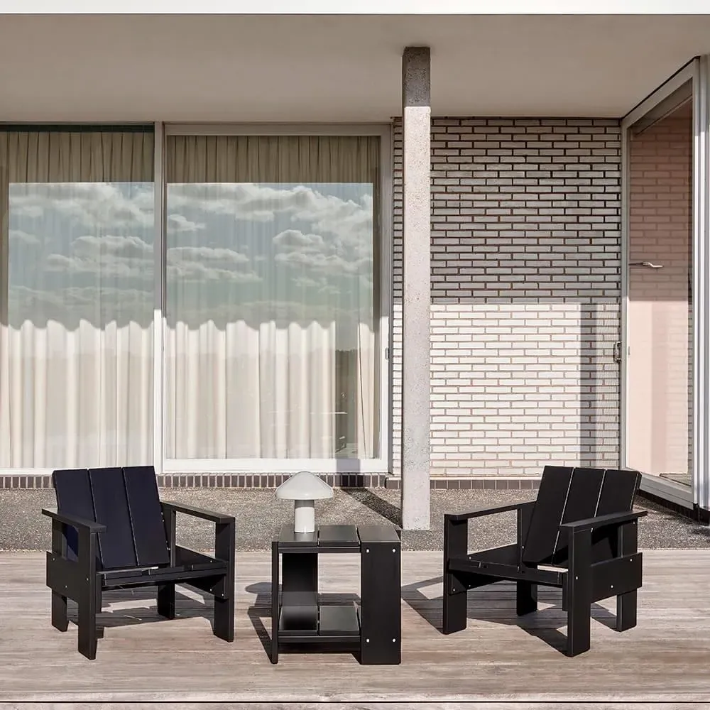 Lounge Chair with Armrests - Black, Pine