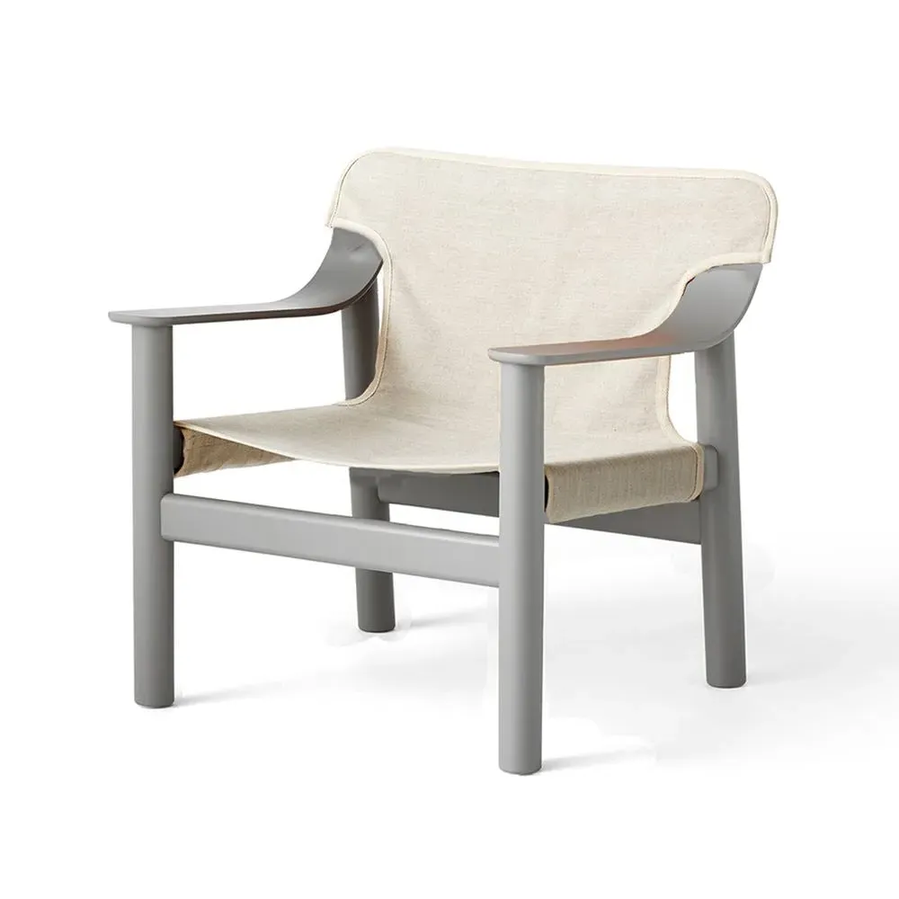 Lounge Chair with Canvas Cover - Beige, Oak image