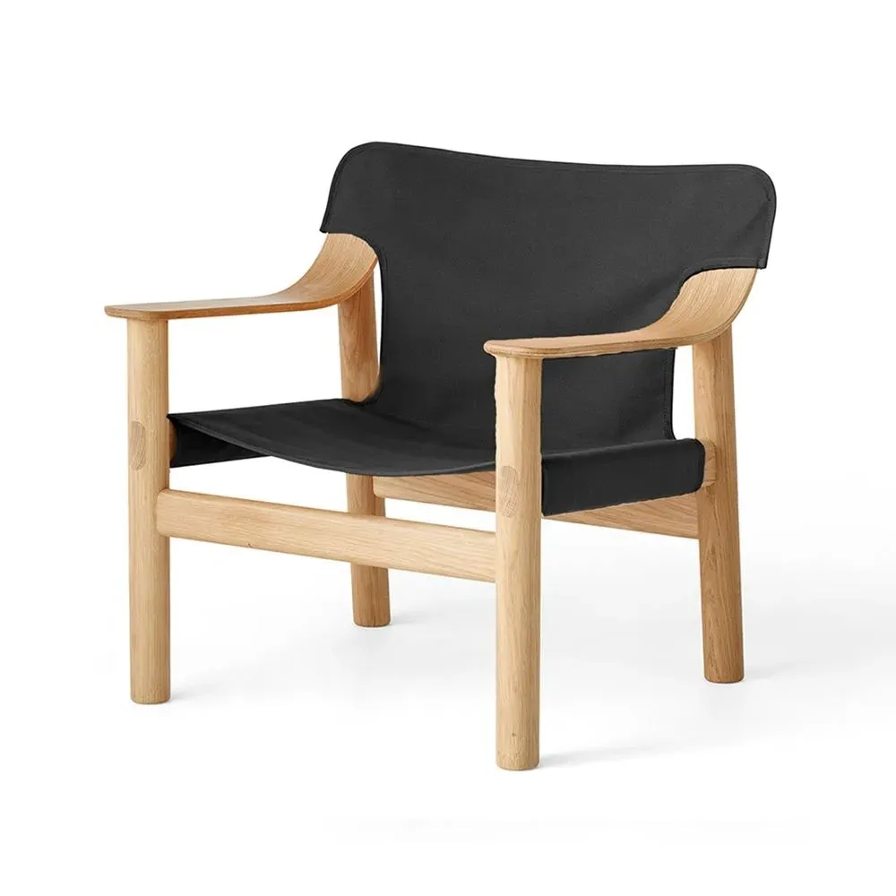 Lounge Chair with Canvas Cover - Black, Oak