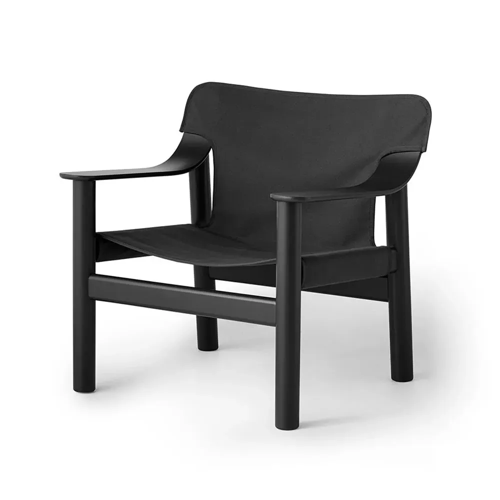 Lounge Chair with Canvas Cover - Black, Oak image