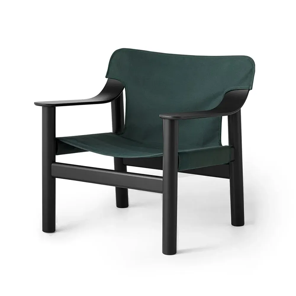 Lounge Chair with Canvas Cover - Green, Oak