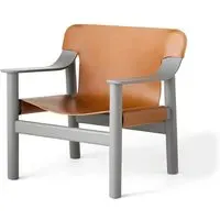 Lounge Chair with Leather Cover - Brandy, Oak