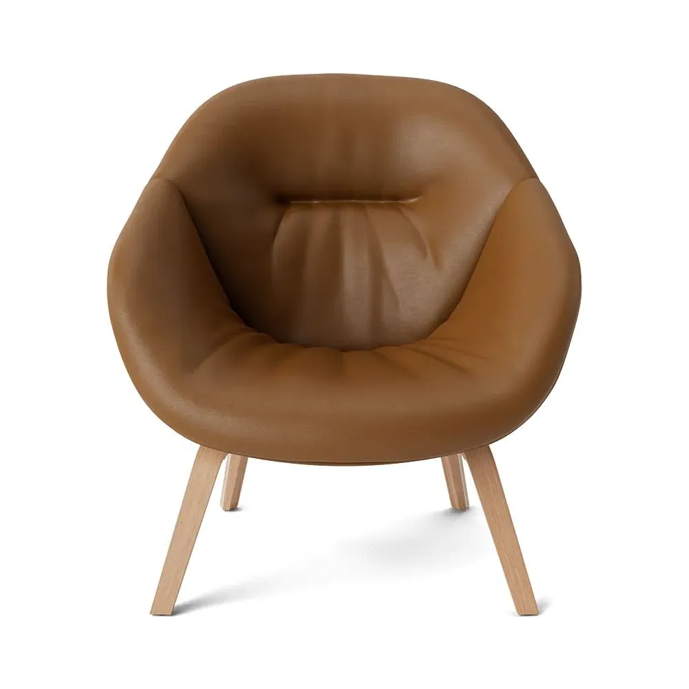 Lounge Chair with Quilted Shell - Oak