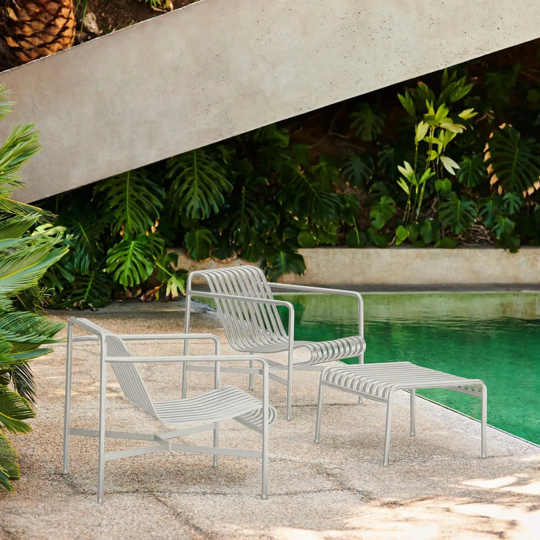 Lounge Set with Ottoman - Sky Grey