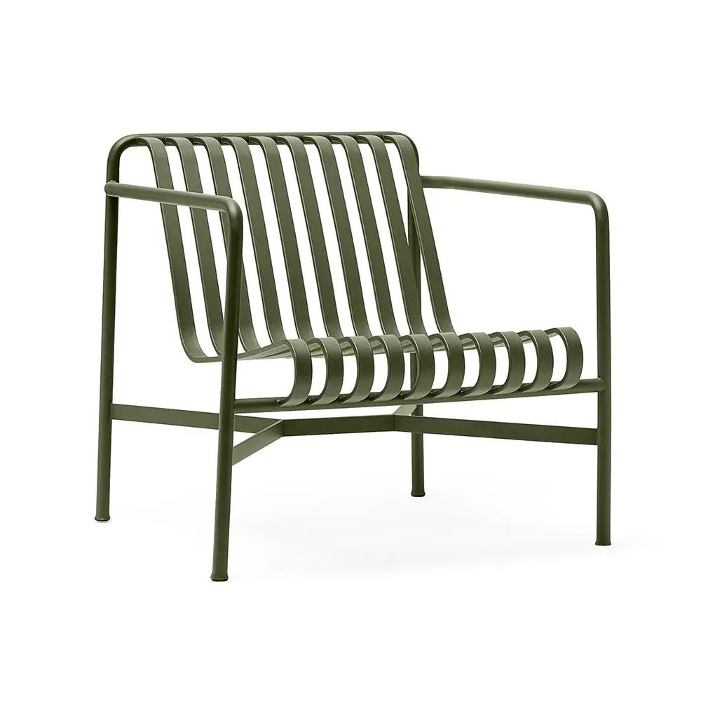 Low Lounge Chair with Slats - Green, Steel