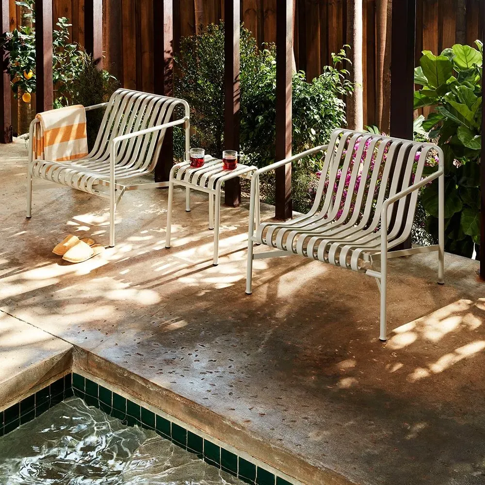 Low Lounge Chair with Slats - Green, Steel