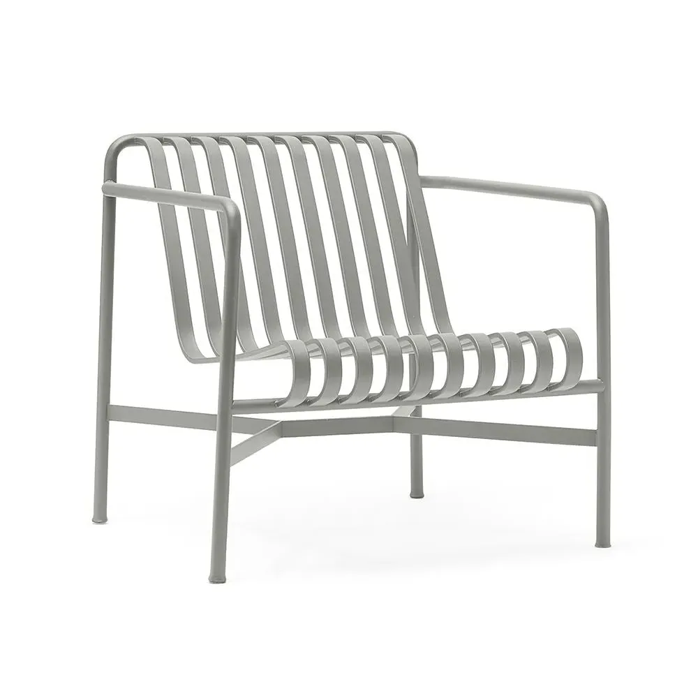 Low Lounge Chair with Slats - Grey, Steel