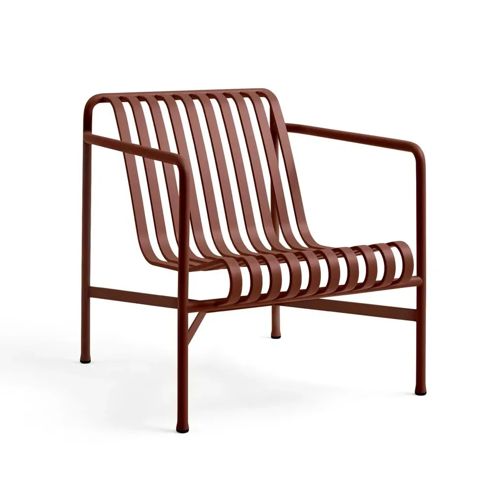 Low Lounge Chair with Slats - Red, Steel