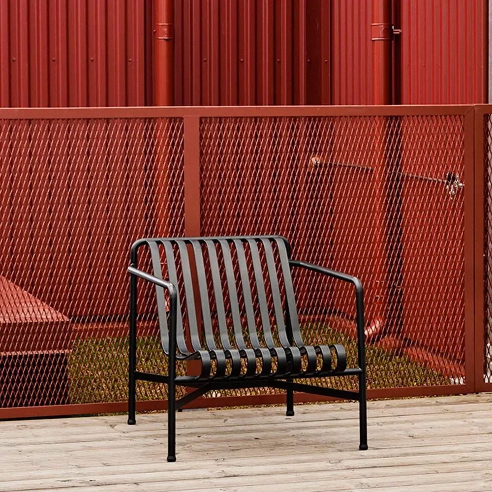 Low Lounge Chair with Slats - Steel
