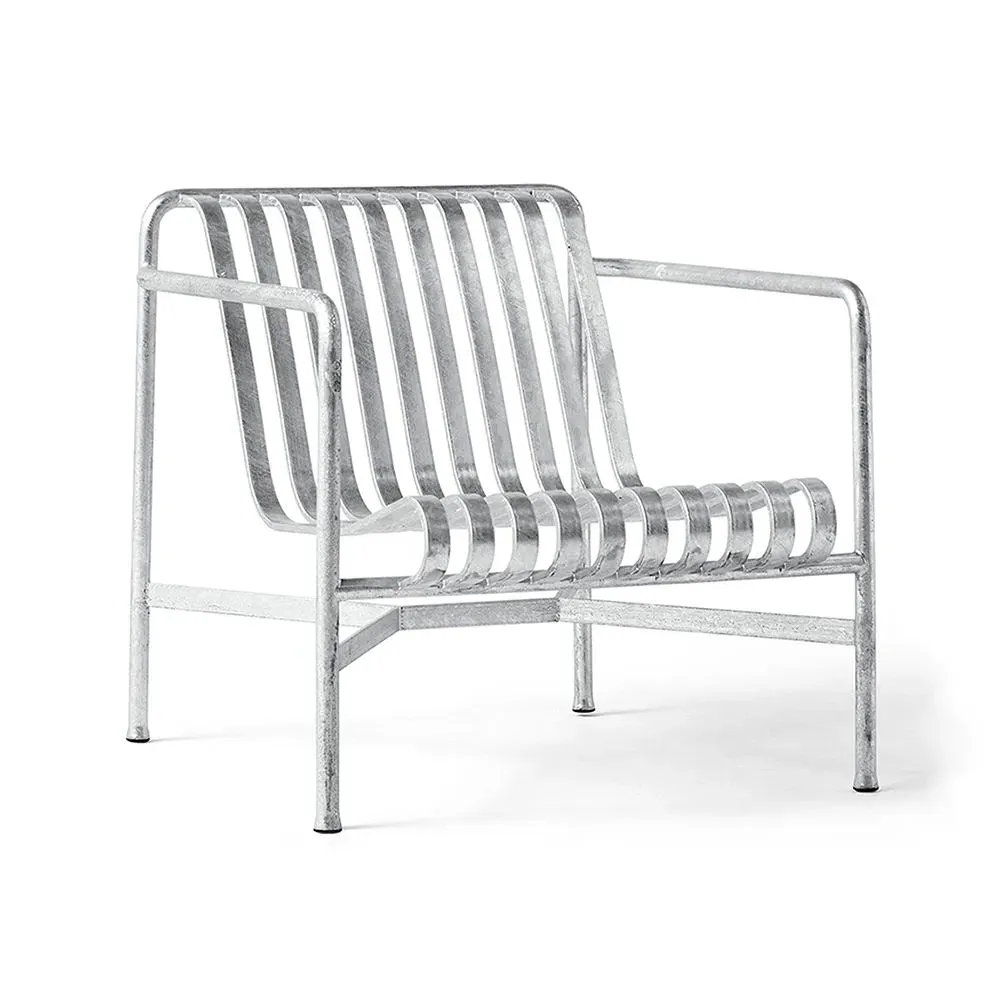 Low Lounge Chair with Slats - Steel