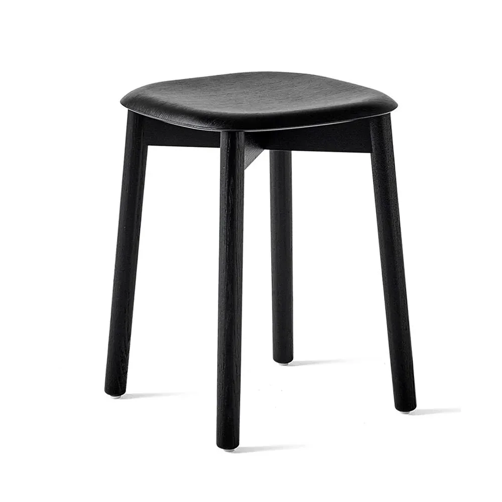 Low Stool with Curved Seat - Black, Oak image