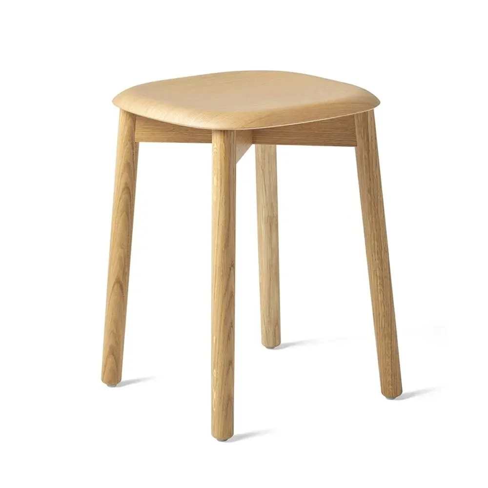 Low Stool with Curved Seat - Green, Oak