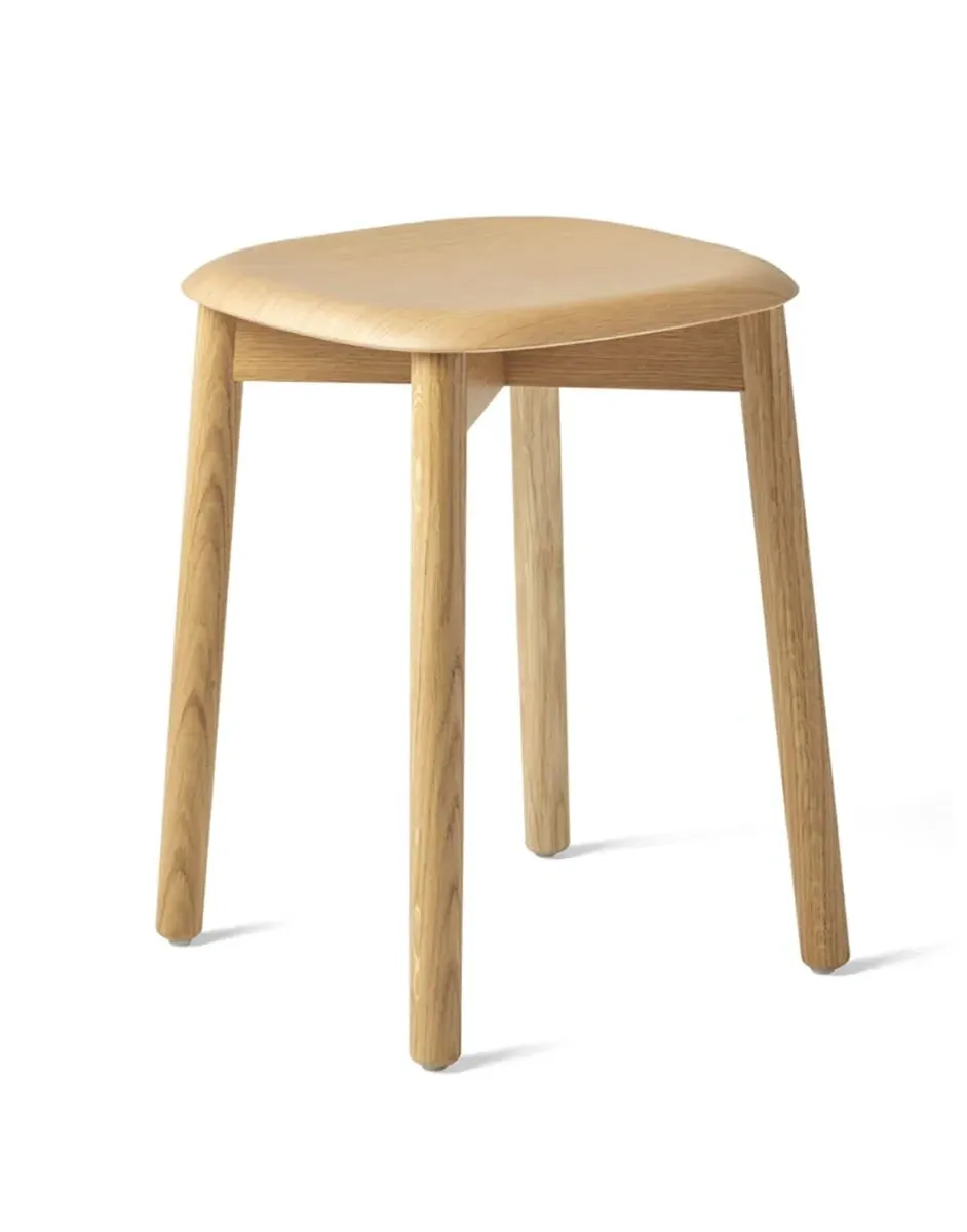 Low Stool with Curved Seat - Grey, Oak