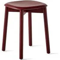 Low Stool with Curved Seat - Red, Oak