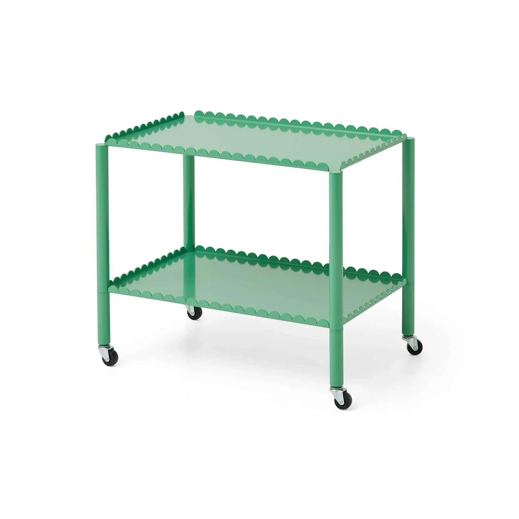 Low Storage Trolley with Castors - Jade Green