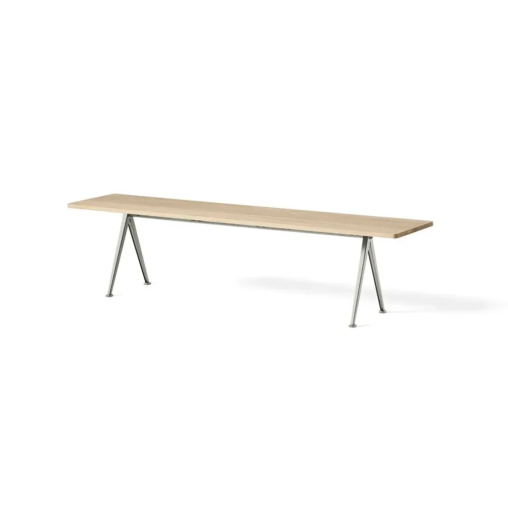 Medium Bench with Steel Legs - Beige, Oak