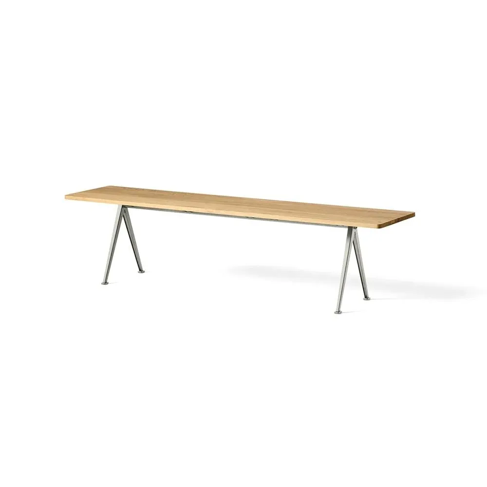 Medium Bench with Steel Legs - Beige, Oak image