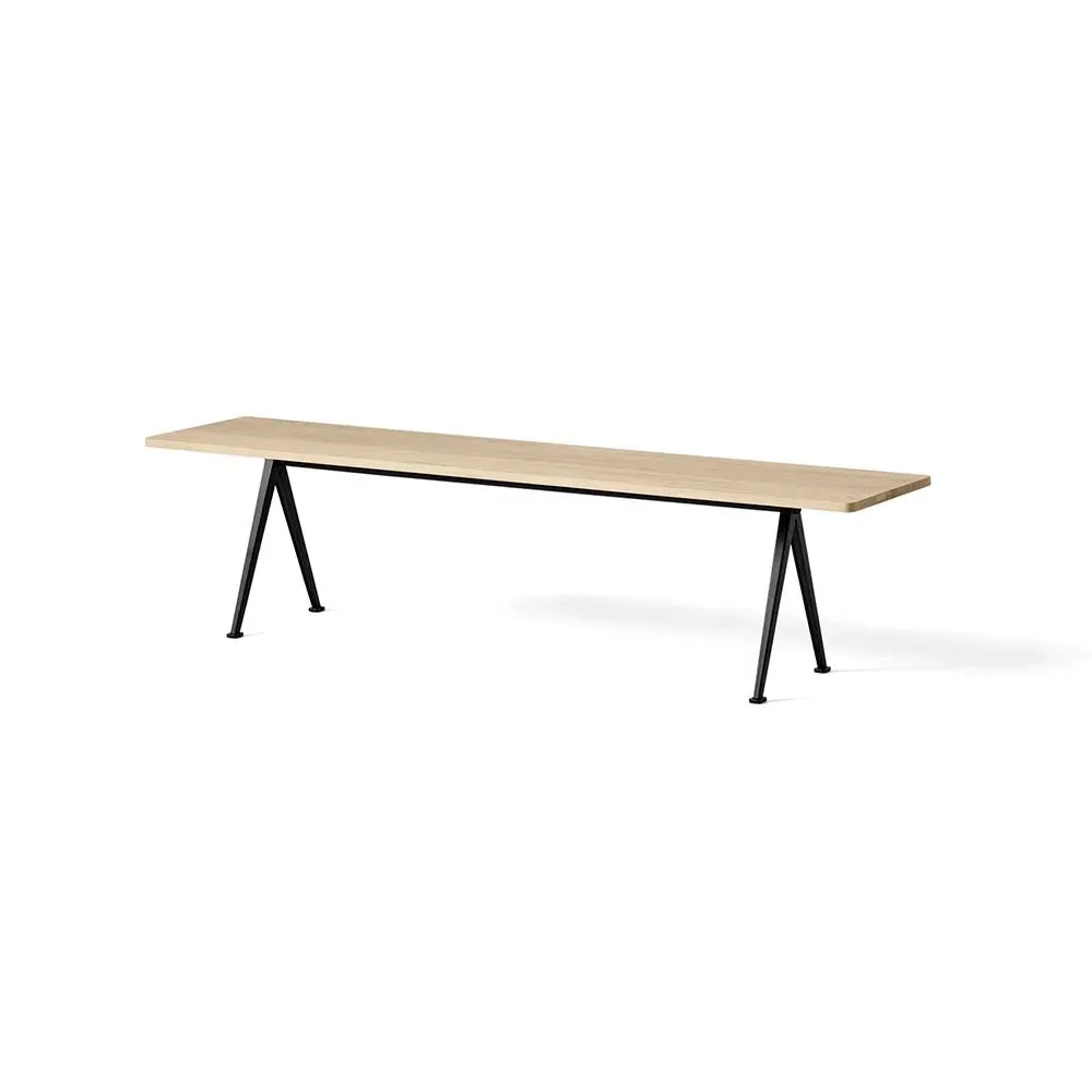 Medium Bench with Steel Legs - Black, Oak