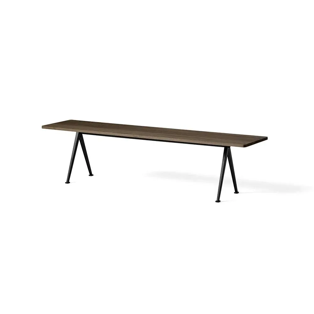 Medium Bench with Steel Legs - Oak, Steel image