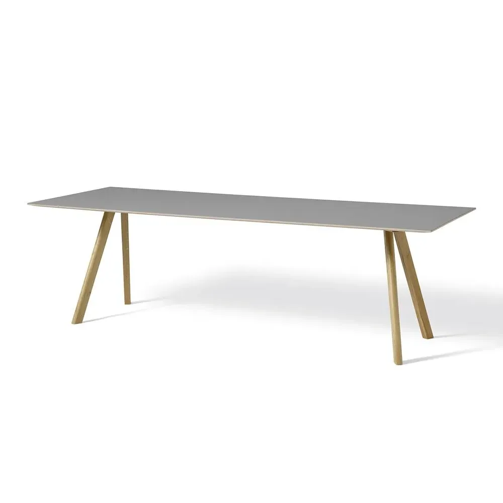 Medium Dining Table with Linoleum Top - Off White, Oak