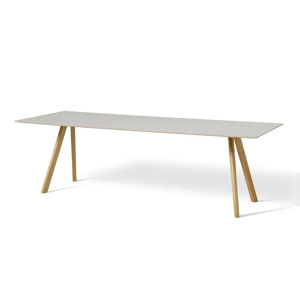 Medium Dining Table with Linoleum Top - Off White, Oak
