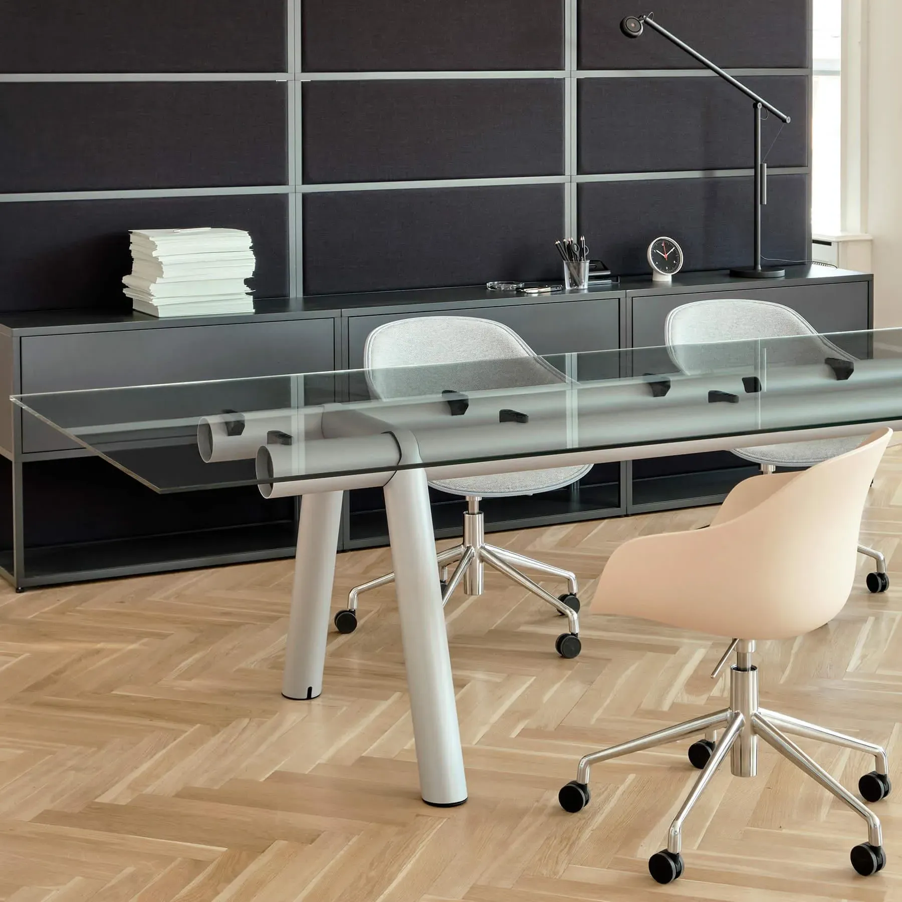 Medium Table with Linoleum Top - Burgundy, Aluminium