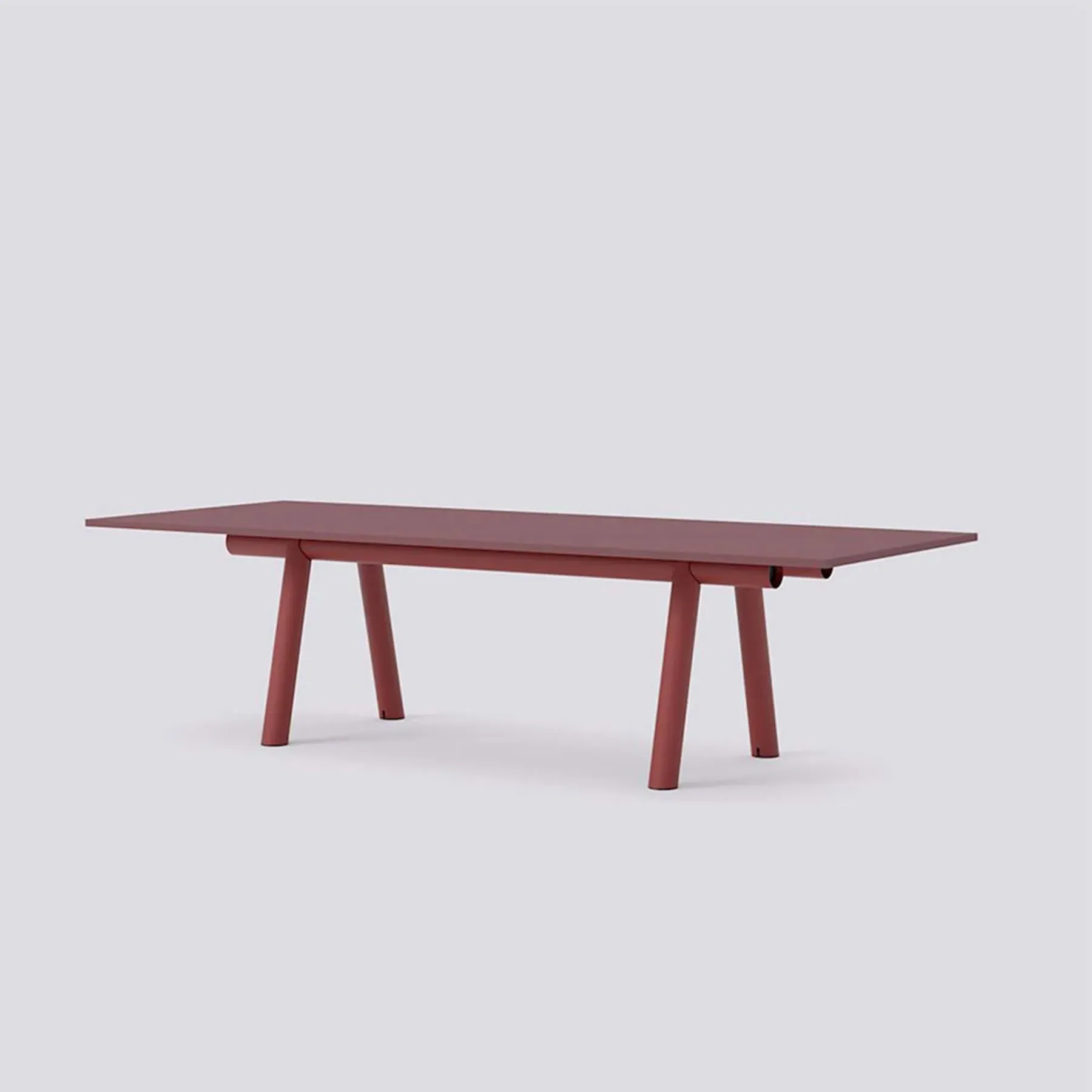 Medium Table with Linoleum Top - Burgundy, Aluminium