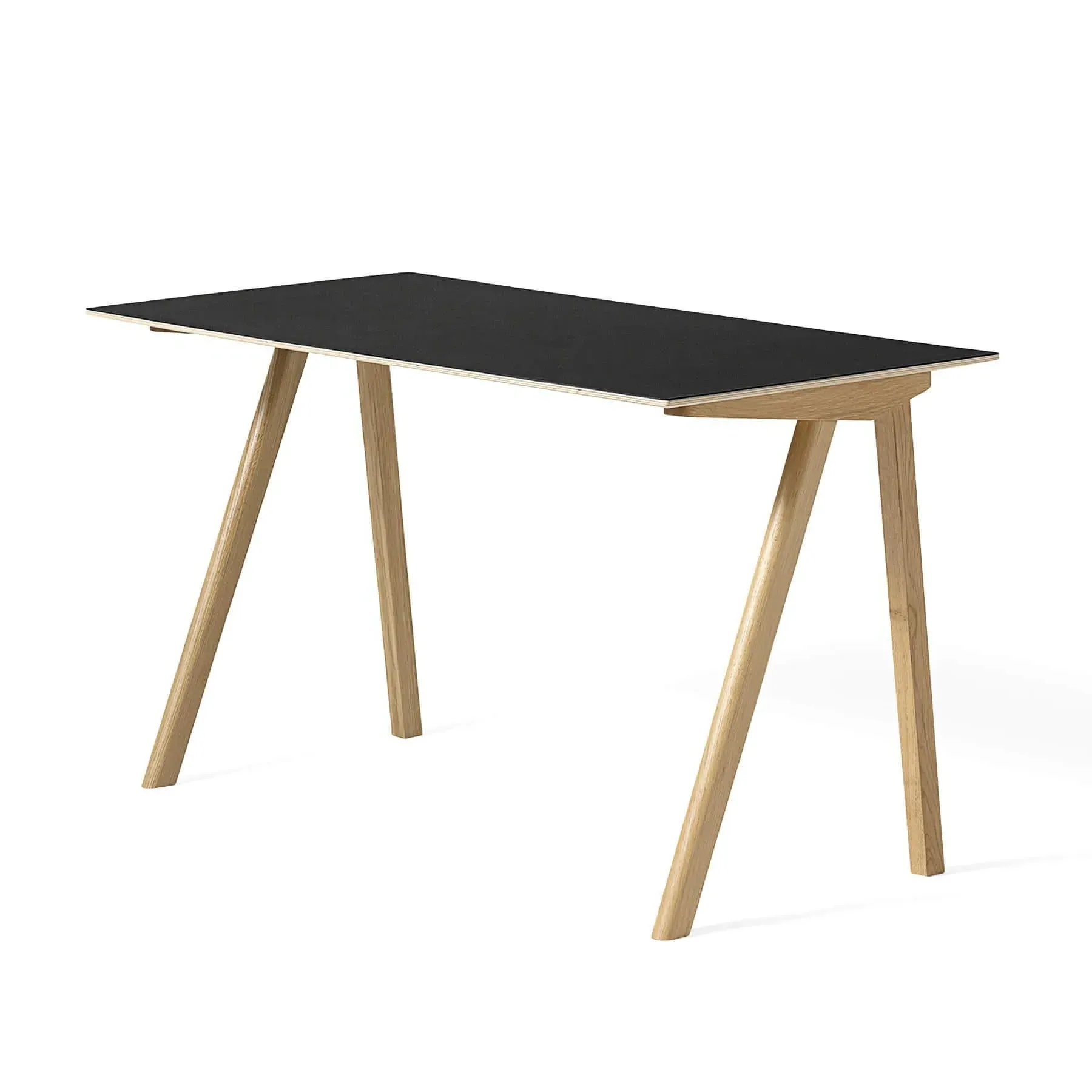 Office Desk with Asymmetrical Legs - Black, Oak