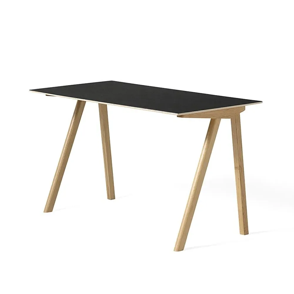 Office Desk with Asymmetrical Legs - Black, Oak image