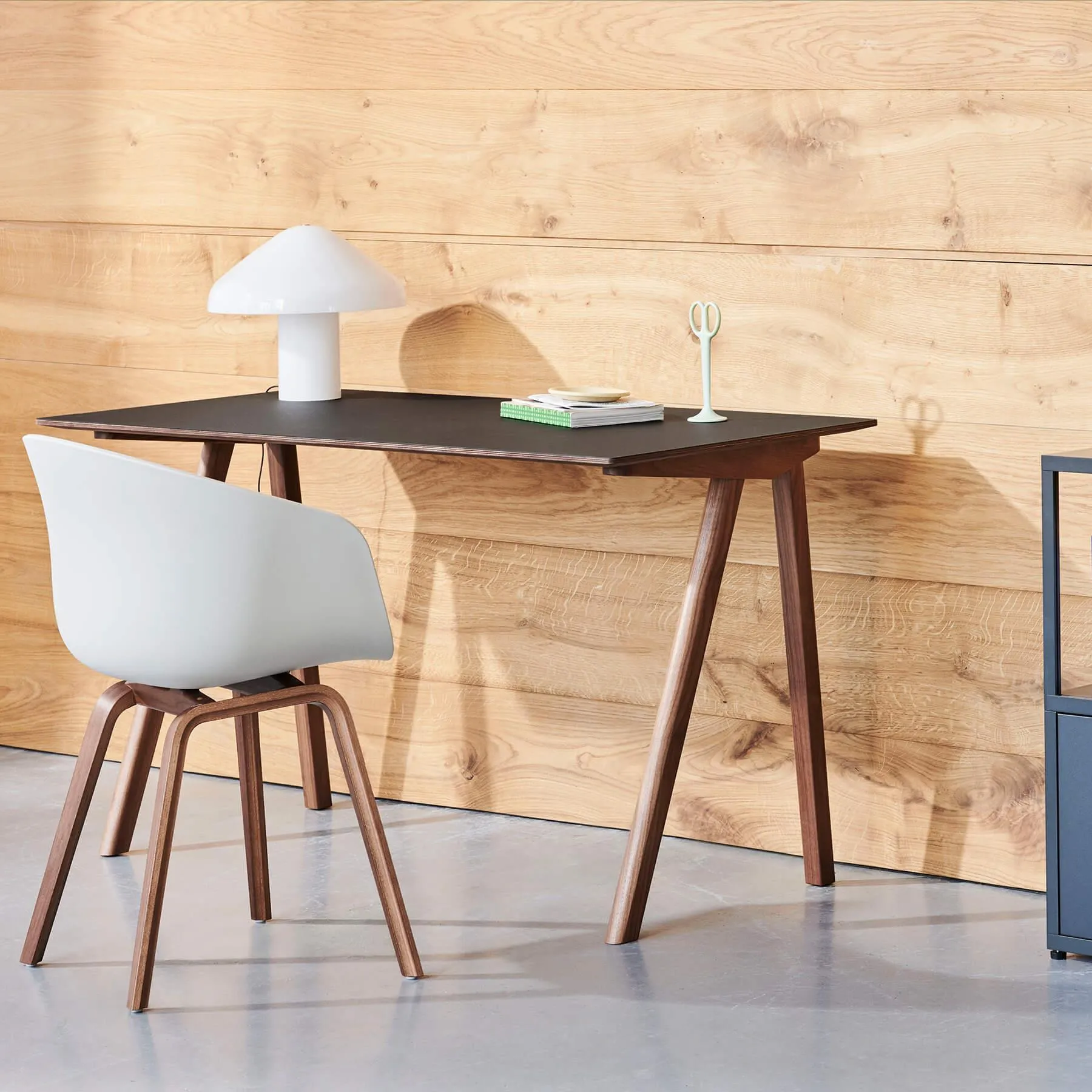 Office Desk with Asymmetrical Legs - Walnut