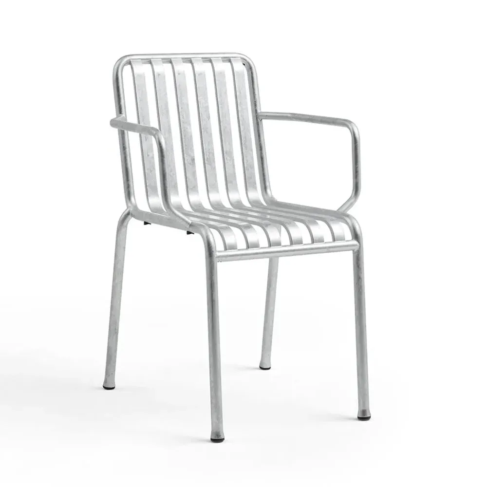 Outdoor Armchair with Slats - Galvanised Steel