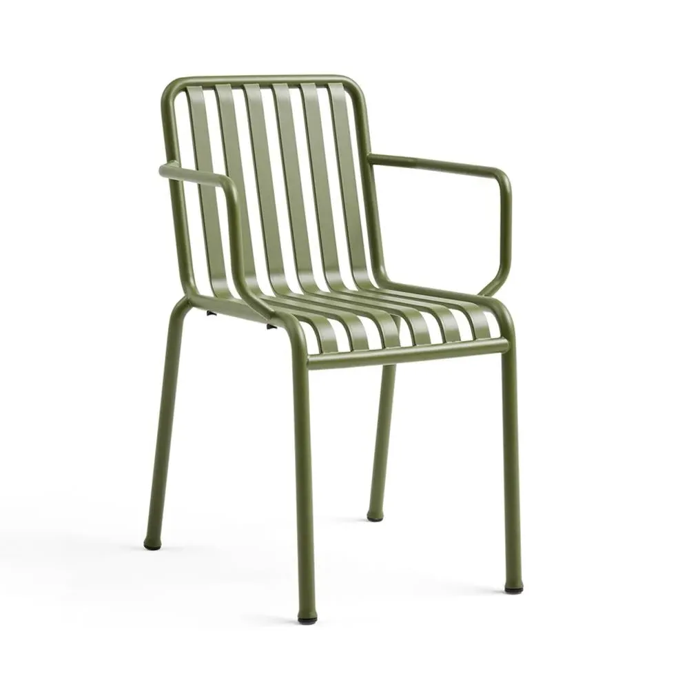 Outdoor Armchair with Slats - Green, Steel