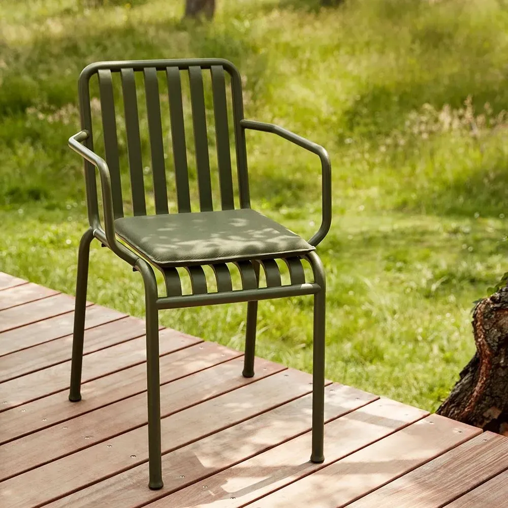 Outdoor Armchair with Slats - Red, Steel