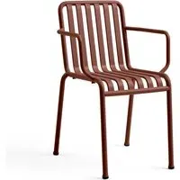 Outdoor Armchair with Slats - Red, Steel