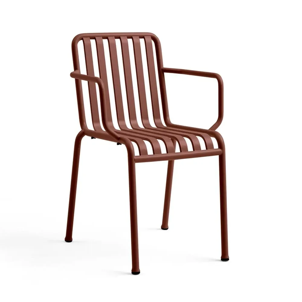 Outdoor Armchair with Slats - Red, Steel