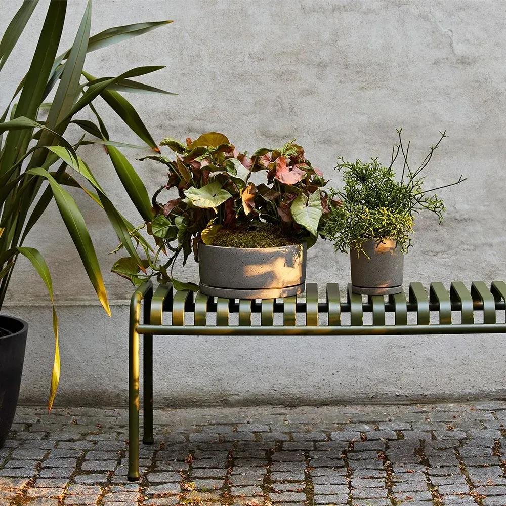 Outdoor Bench with Slats - Galvanised, Steel