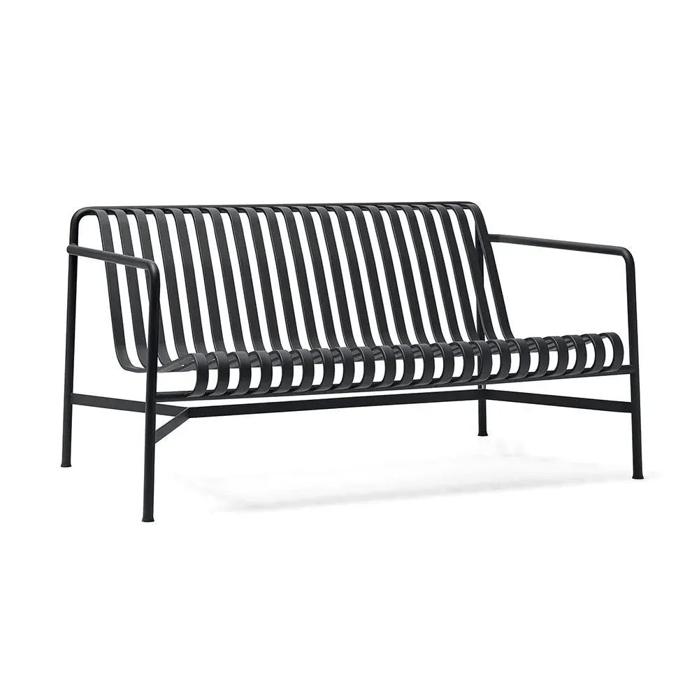 Outdoor Lounge Sofa with Slats - Green, Steel