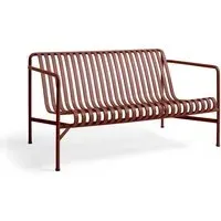 Outdoor Lounge Sofa with Slats - Red, Steel