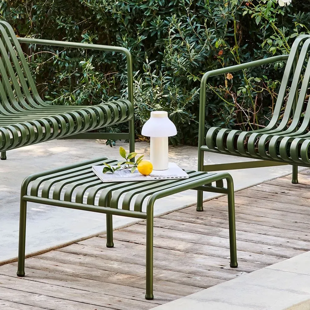 Outdoor Ottoman with Slats - Anthracite, Steel