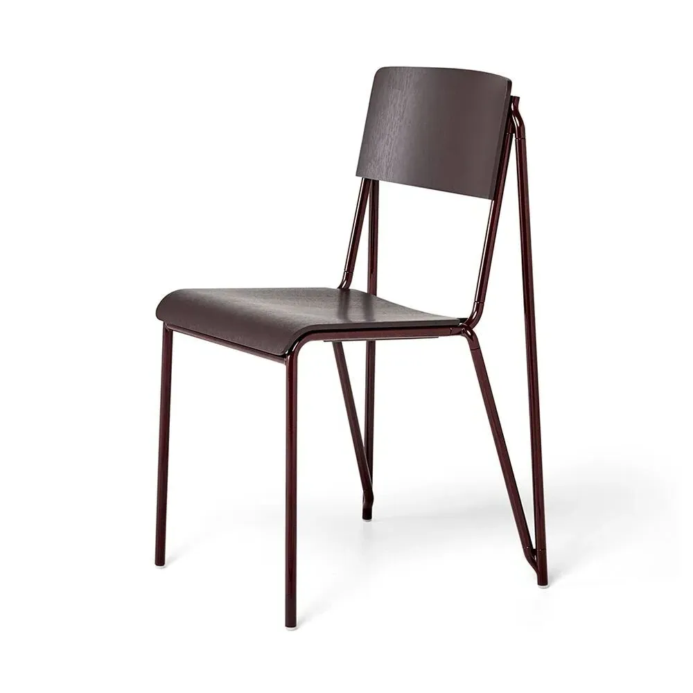 Petit Standard Stackable Dining Chair - Dark Bordeaux, Oak