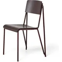 Petit Standard Stackable Dining Chair with Gliders - Dark Bordeaux, Oak