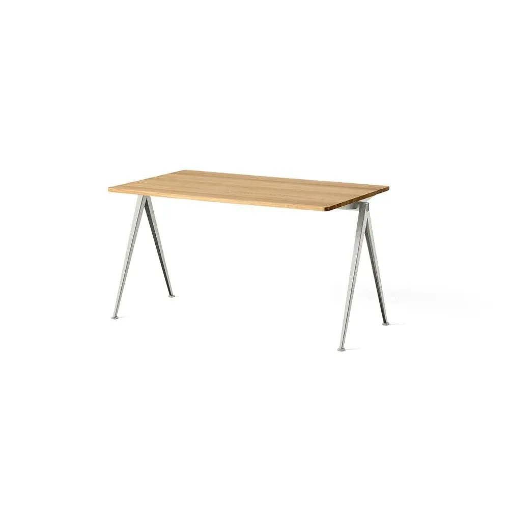 Pyramid 01 Rectangular Dining Table - Clear Oak, Beige Steel image