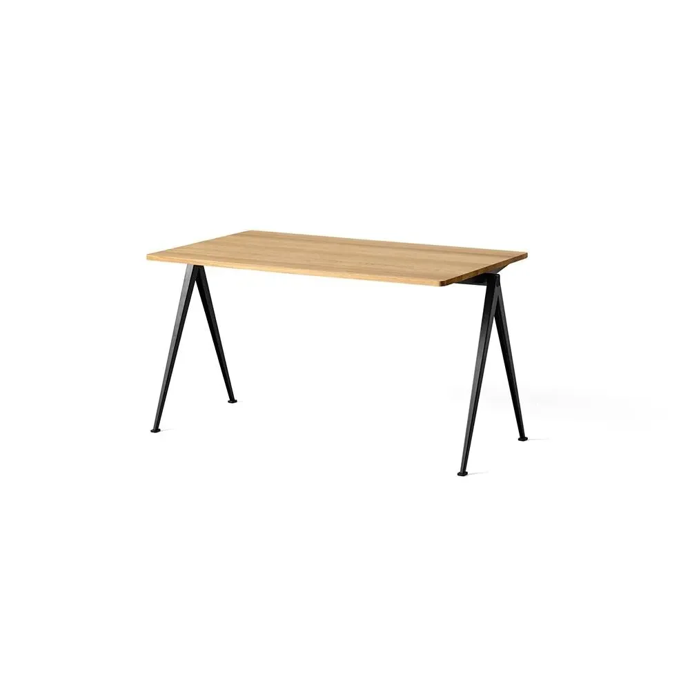 Pyramid 01 Rectangular Dining Table - Clear Oak, Black Steel