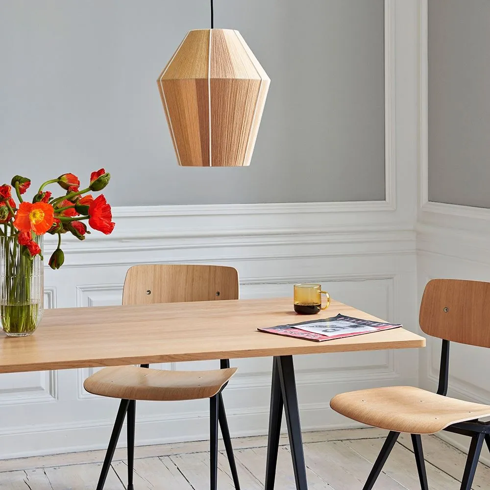 Pyramid 01 Rectangular Dining Table - Smoked Oak, Beige Steel