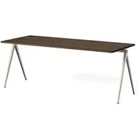 Pyramid 01 Rectangular Dining Table - Smoked Oak, Beige Steel