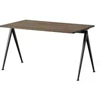Pyramid 01 Rectangular Dining Table - Smoked Oak, Black Steel